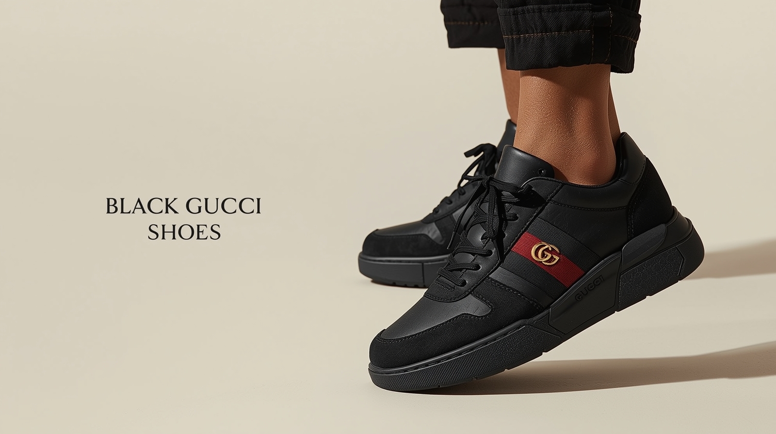 High-fashion banner highlighting Gucci men's sneakers